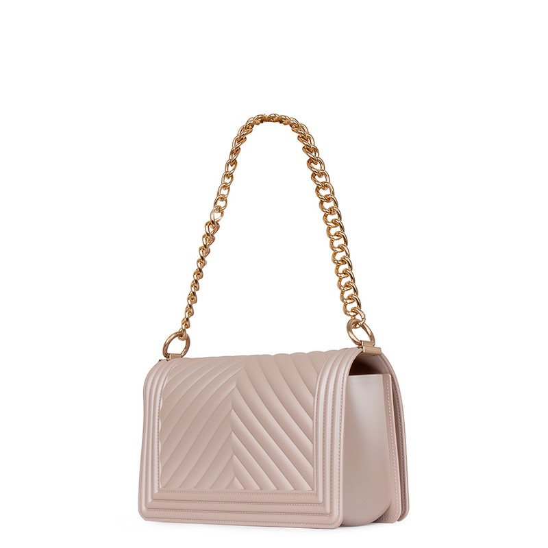 Branded Light Pink Bag with a Chain and Buckle | TJ COLLECTION